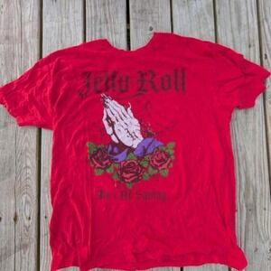 Jelly Roll Aint No Saving Red Graphic T-Shirt Mens 2XL Short Sleeve Music Tee